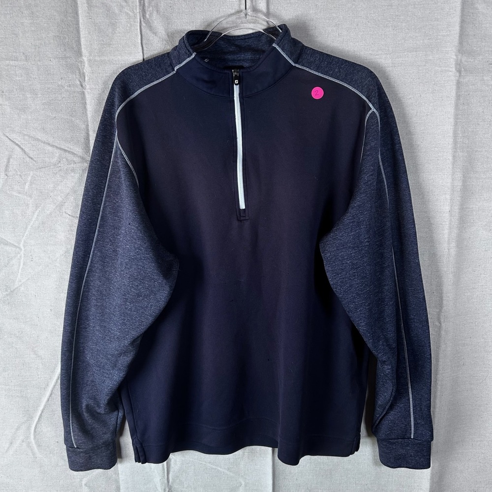 FootJoy Mens Large Quarter Zip Pullover Navy Blue Heathered Golf‎ Sweater L